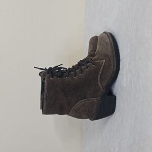 FLY London Suede Lace Up Mid Boots Woke Oil Sludge 38/7